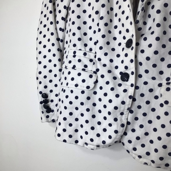 J Crew schoolboy blazer jacket women 00 blue white polka dot linen career classy - Picture 5 of 12